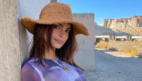 В кроп-топе и коричневых брюках: Эмили Ратажковски показала беременный живот