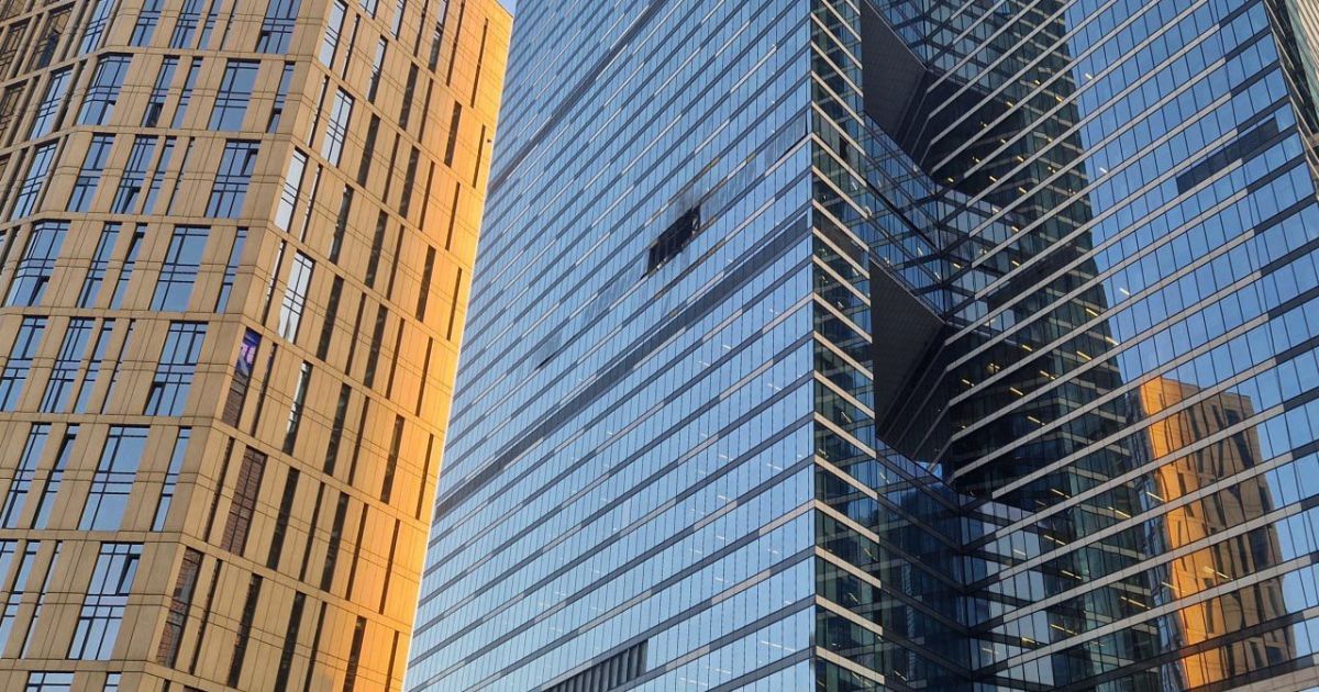 Последствия удара по Москва-Сити 1 августа/Фото: российские телеграммы-каналы