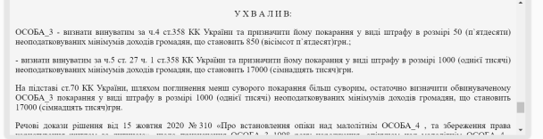 Вирок суду / © Єдиний державний реєстр судових рішень