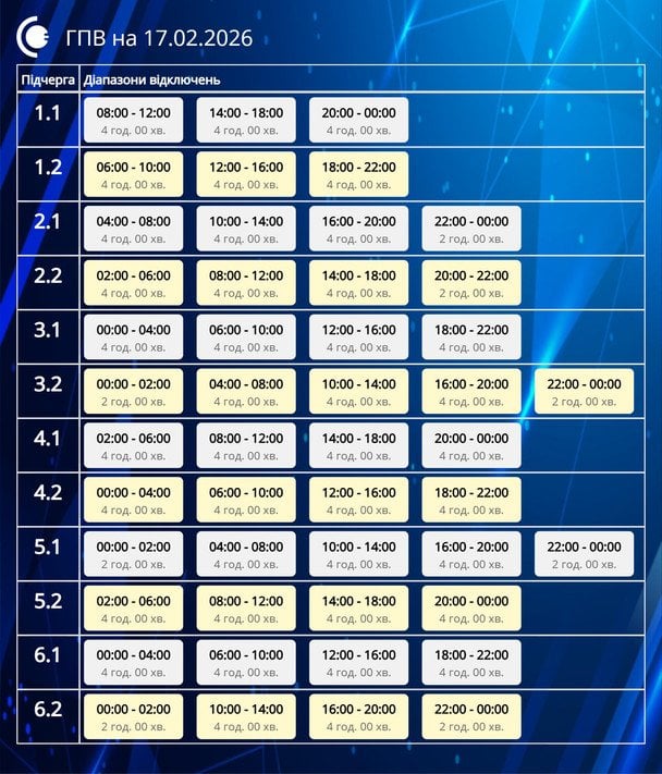 Графік відключення світла в Сумській області