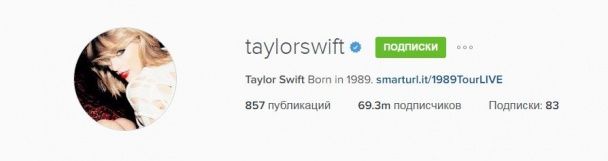 У Тейлор Свифт 69,3 миллиона подписчиков / © Instagram