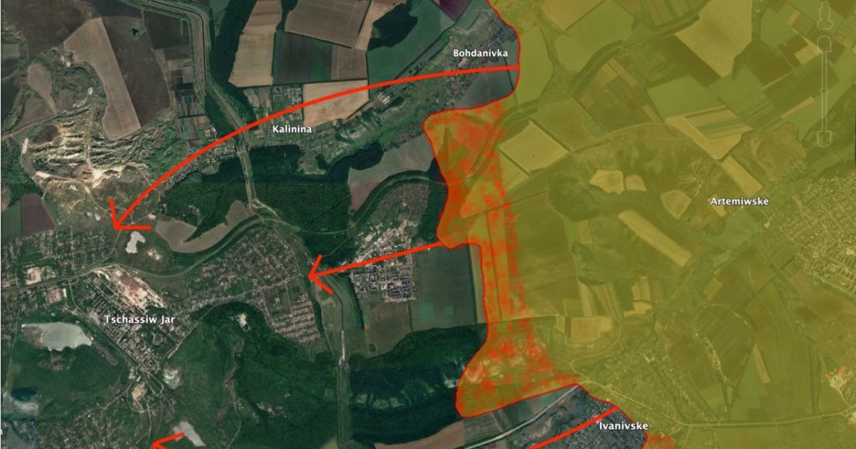 Мапа з маневрами російських військ під Часовим Яром за останні 10 днів / Фото: Bild
