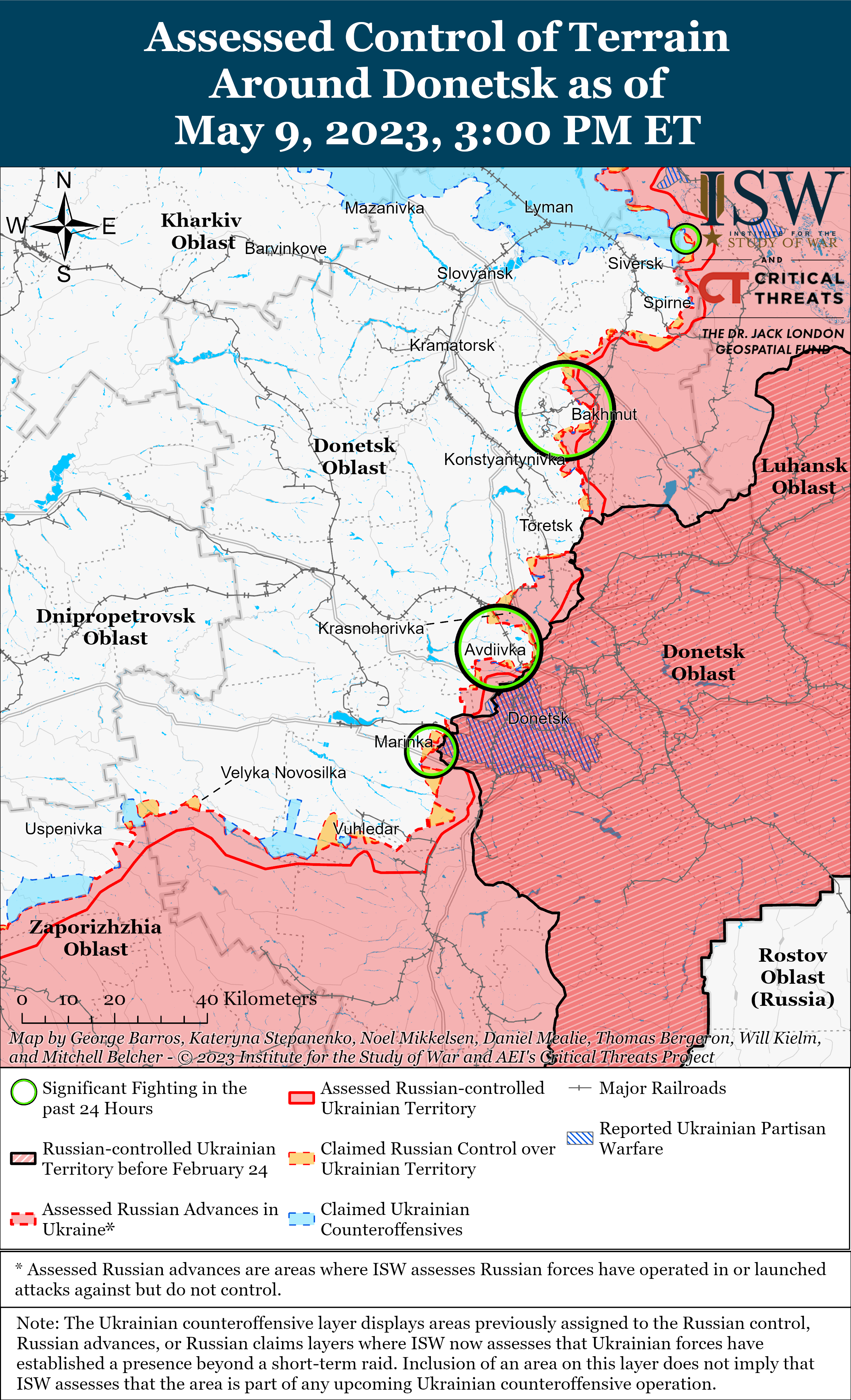 Ситуація в Донецькій області. Карта боїв ISW. / © 