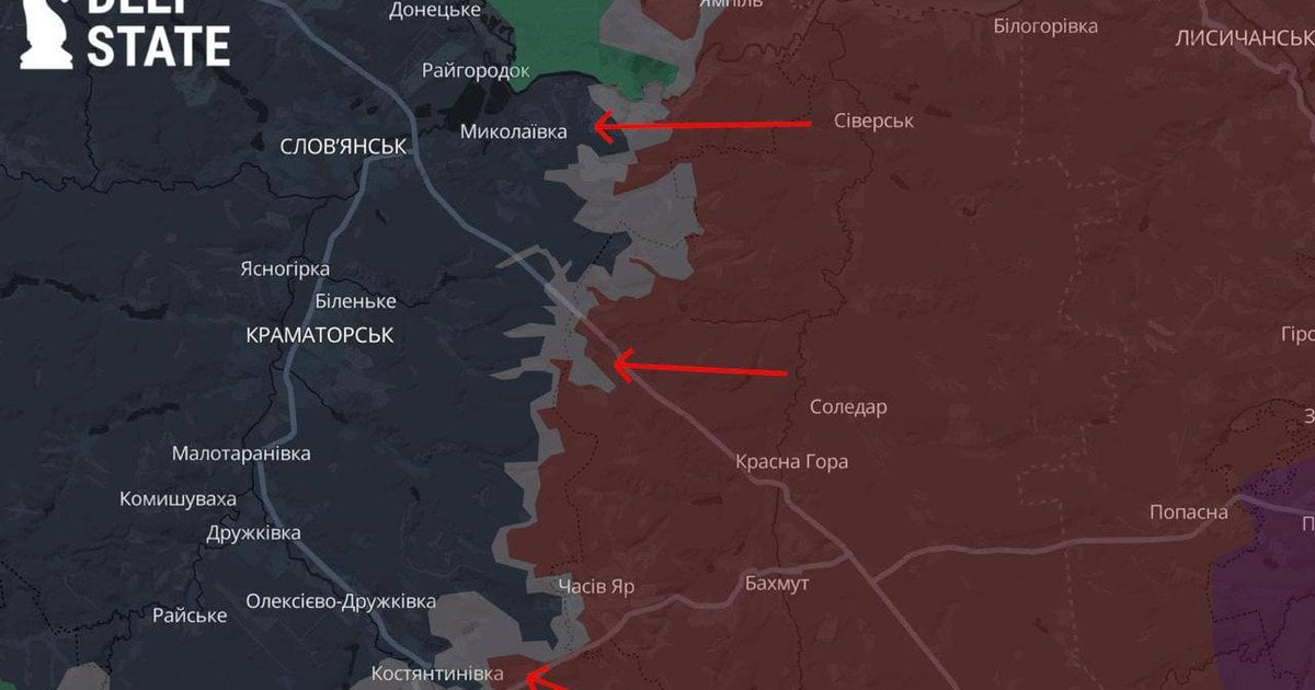 Часів Яр опинився під найбільшою загрозою: ворог намагається охопити місто — DeepState
