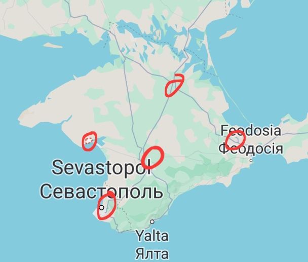 Места ударов по Крыму