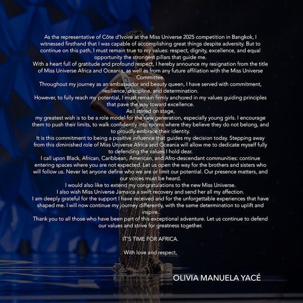 Заявление Оливии Ясе