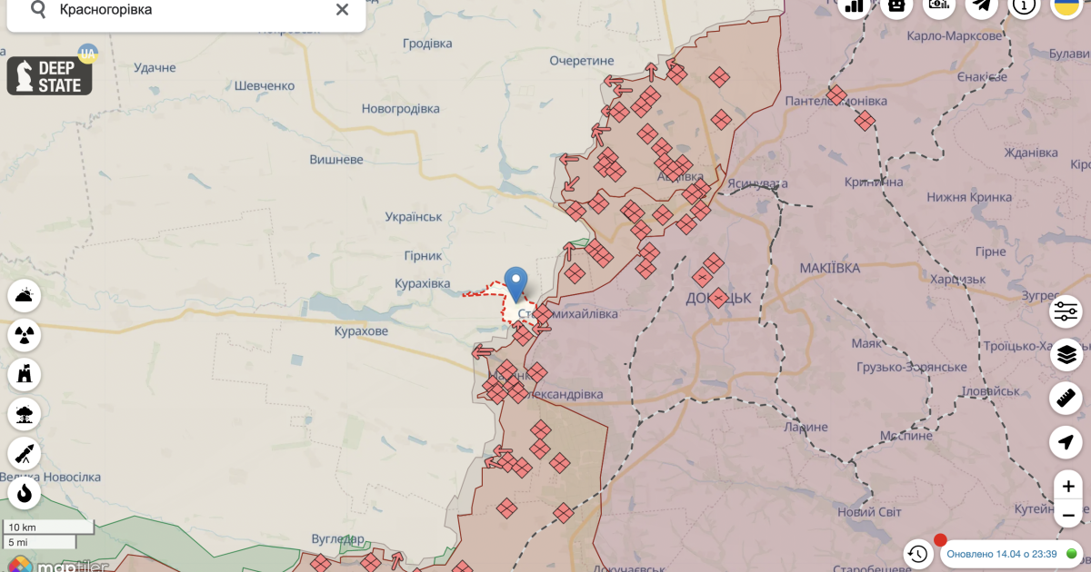 Мапу оновлено: ворог рухається біля Часового Яру