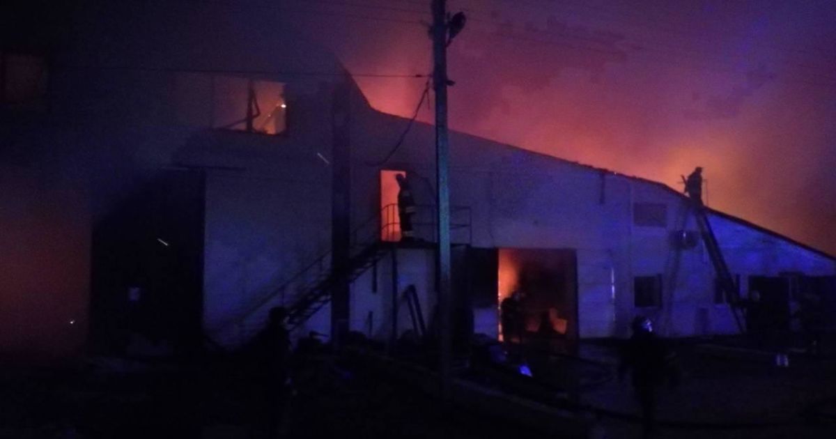 На Киевщине ночью масштабно горел цех по производству пеллетов