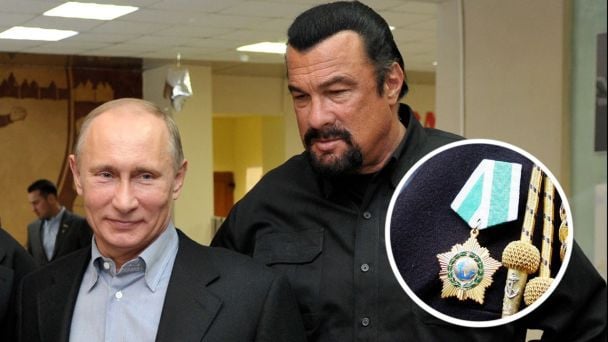 Стивен Сигал много лет поддерживает Путина и получает награды от царя. Фото: коллаж