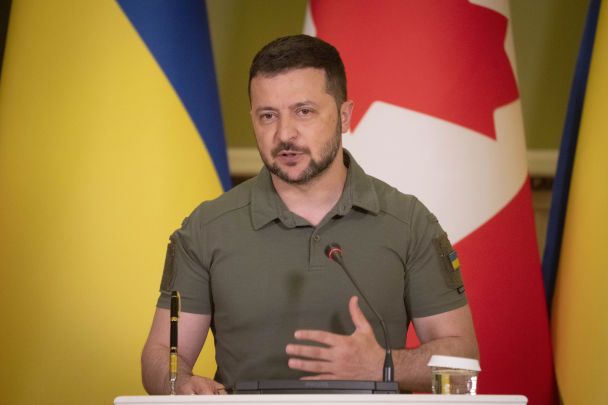 Владимир Зеленский во время пресс-конференции с Джастином Трюдо / © Associated Press
