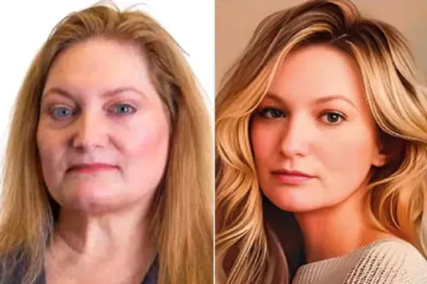 Фото депутатки до і після втручання ШІ Фото: Оdditycentral.