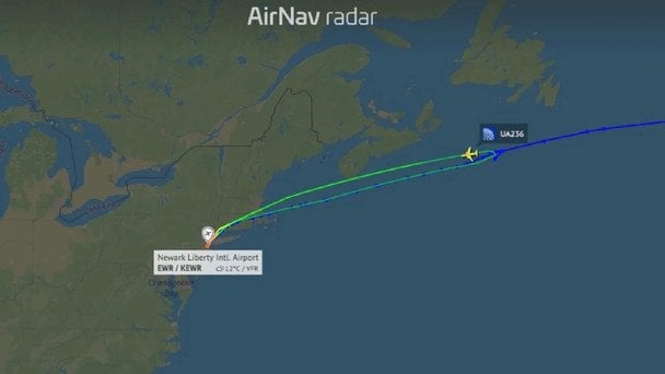 Рейс авіакомпанії United Airlines із Нью-Йорка до Пальма-де-Майорки  Фото: скрін