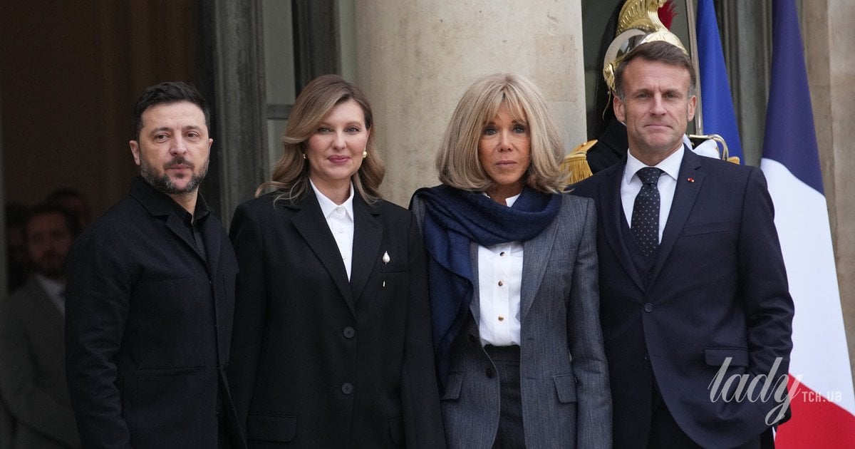 Олена Зеленська, Володимир Зеленський, Емманюель Макрон, Бріжит Макрон