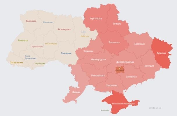 Повітряна тривога оголошена в Україні в ніч проти 22 травня / ©