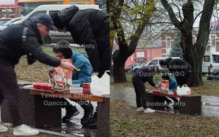 Бізнес під дощем: в Одесі чоловіки на лавці намагалися зробити з дешевої ікри — дорогу