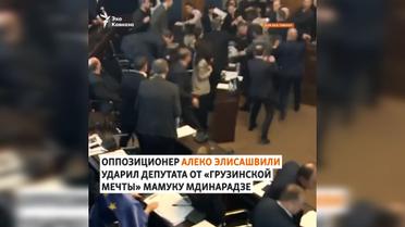 Обсуждали закон "об иноагентах": в парламенте Грузии подрались оппозиционер и лидер правящей партии
