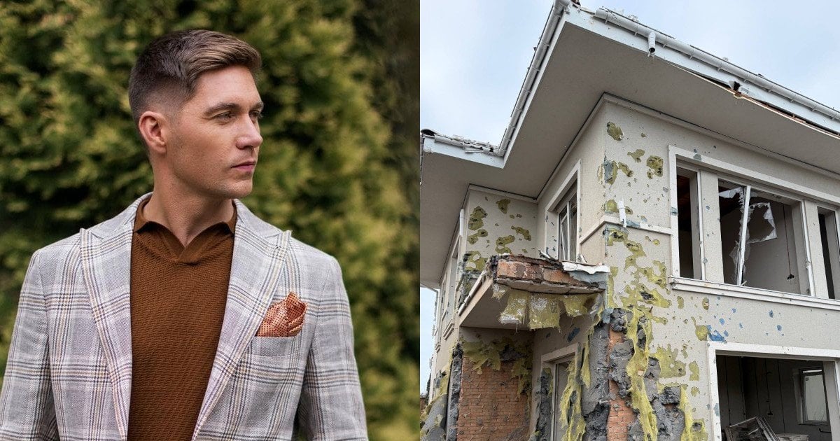 Володимир Остапчук та його постраждалий від обстрілу будинок