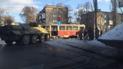 В Днепропетровске произошла авария с участием трамвая и БТРа