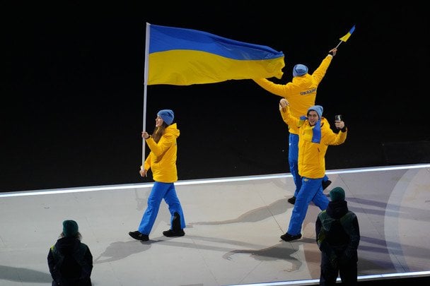 Збірна України на церемонії відкриття Олімпіади-2026 / © Associated Press