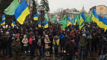 Мітинг Укропу під ВР на підтримку блокади_6 / © Facebook/Yevheniya Kravchuk