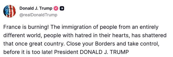 Допис Дональда Трампа.  / © truthsocial.com