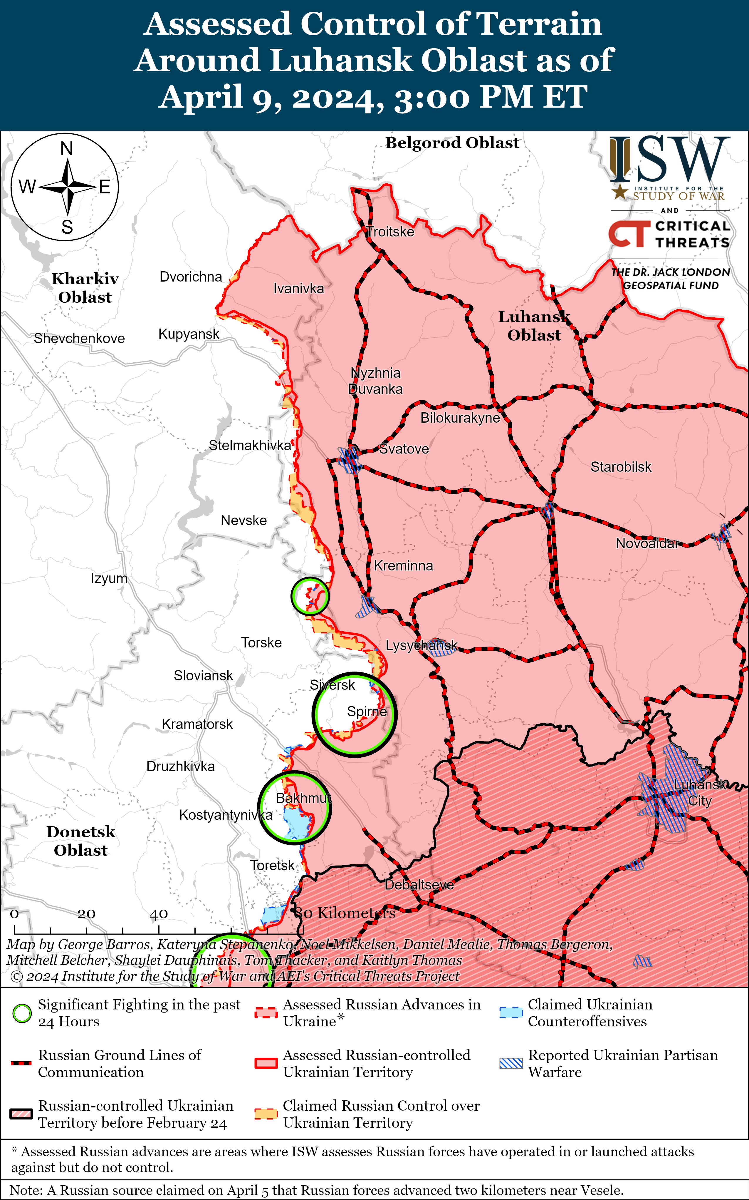 Луганська область. Карта боїв ISW. / © 