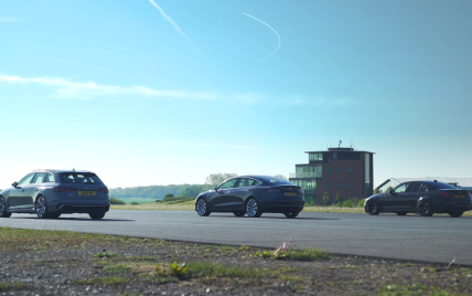 Запеклу драг-гонку Model 3 і заряджених Audi і BMW показали на відео
