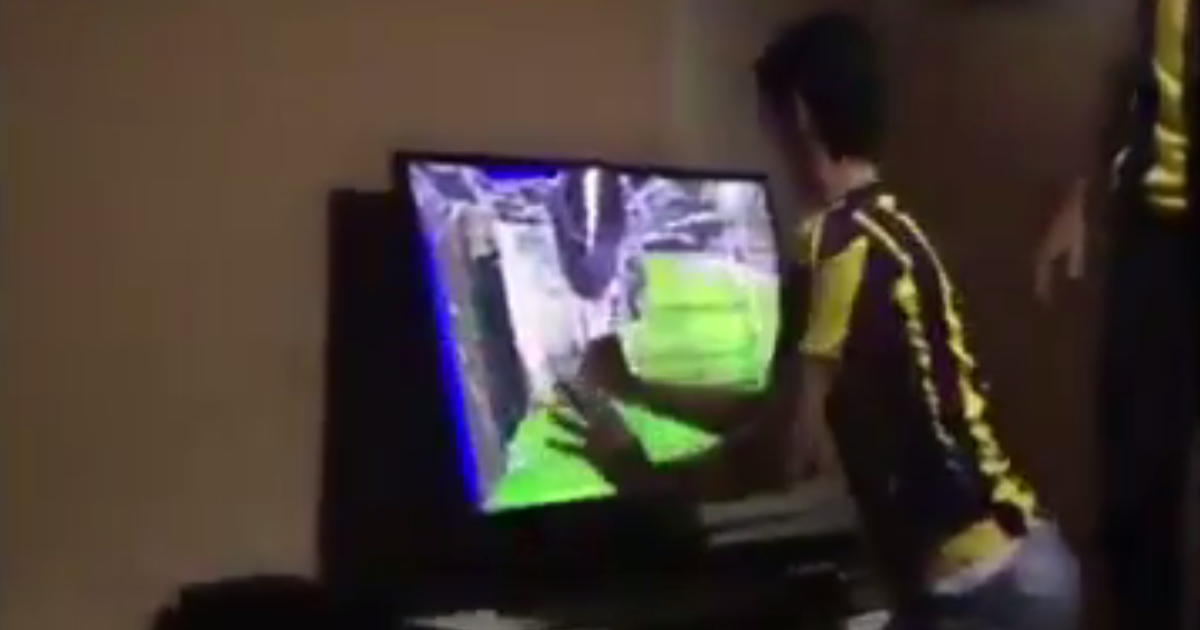 "Железные нервы": разъяренный болельщик пробил кулаком телевизор во время просмотра матча