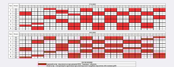Графік відключення світла на&nbsp;Житомирщині 18&nbsp;грудня