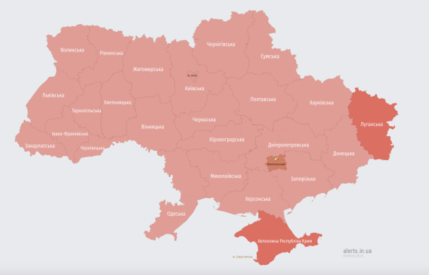 Карта повітряних тривог / © alerts.in.ua