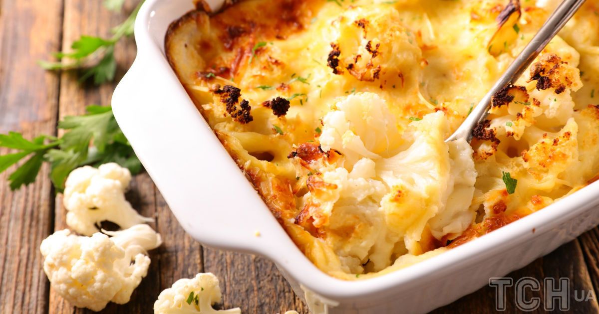 Цветная капуста с грибами и сыром в духовке