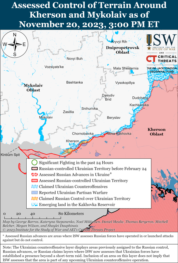 Ситуація на півдні. Карта боїв ISW.