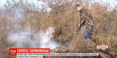 Майже два тижні рятувальники борються із займанням торфовищ на Львівщині