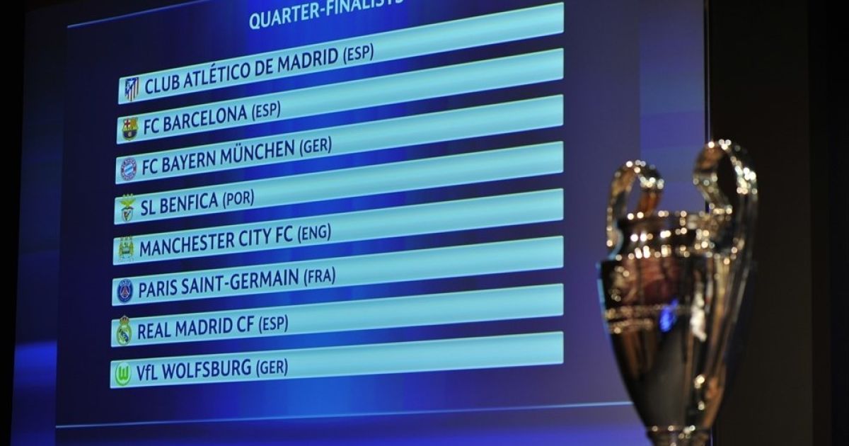 Стал известен календарь четвертьфинальных матчей Лиги чемпионов. Инфографика