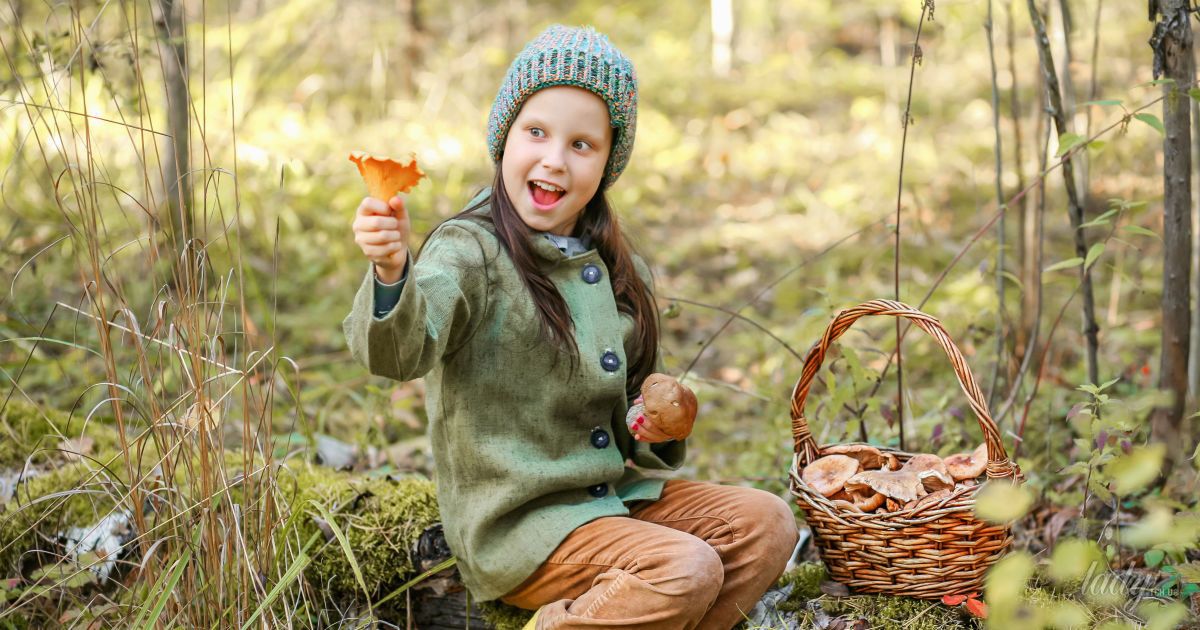 Gathering mushrooms. Дети собирают грибы. Дети ищут грибы в лесу. Фотосессия детская в лесу с грибами. Мальчик с грибами.
