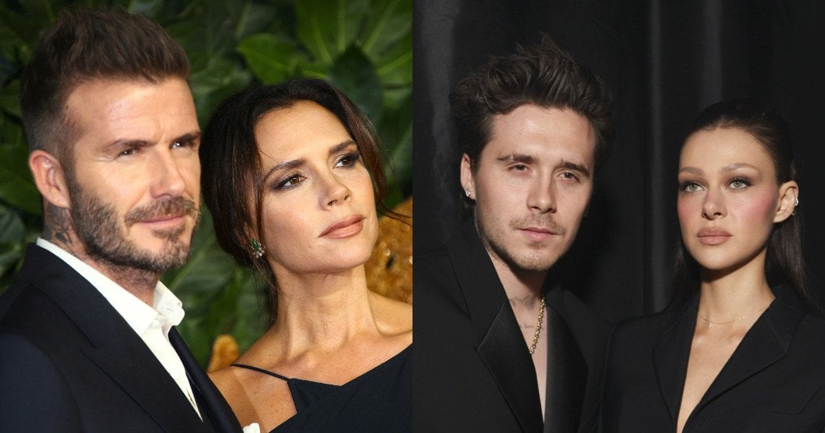 Вікторія і Девід Бекхеми, їхній син Бруклін та невістка Нікола Пельтц