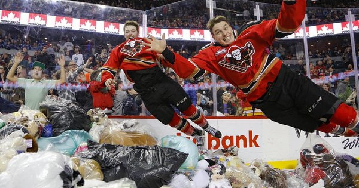 Teddy Bear Toss 2015 зібрав 28,815 тисяч плюшевих ведмедиків. / © twitter.com/WHLHitmen