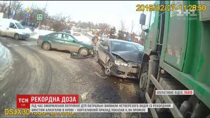 Во Львове задержали водителя с дозой алкоголя в крови, в 24 раза превышает норму