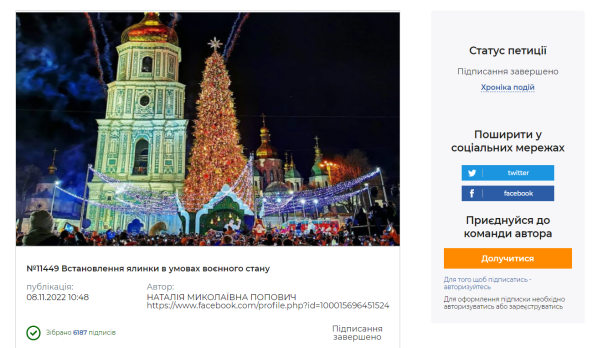 Скриншот з petition.kyivcity.gov.ua