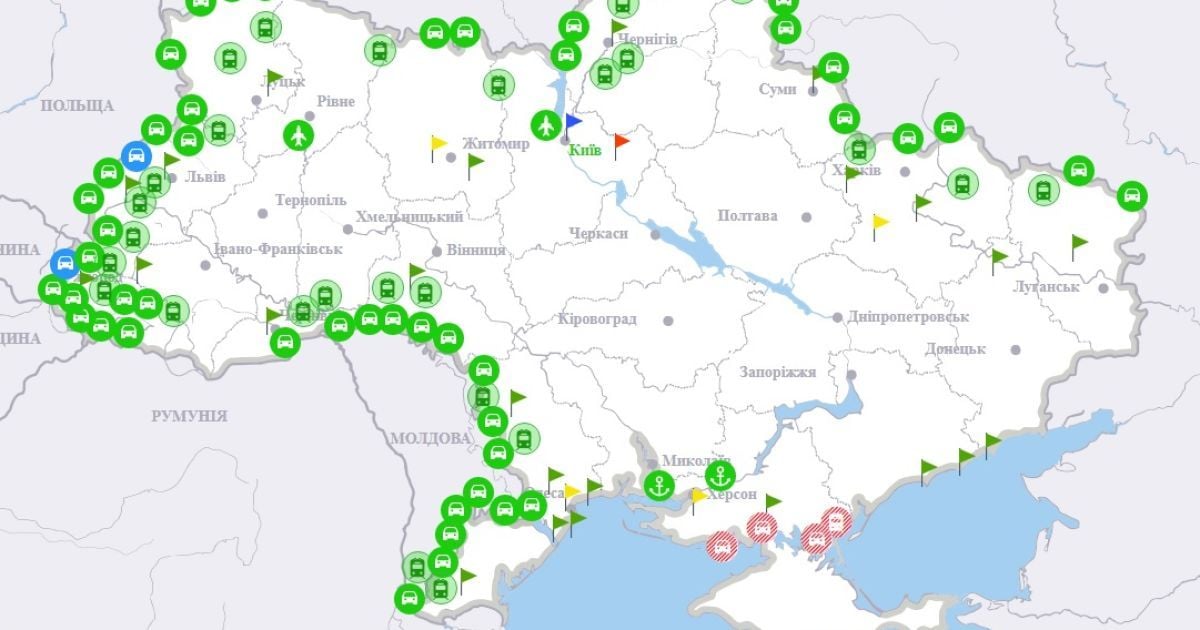 Українські прикордонники показали на мапі завантаженість на межі з ЄС у день безвізу