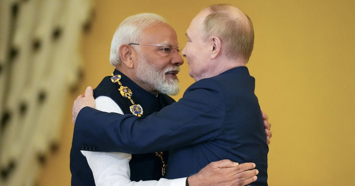 Президент России Владимир Путин и премьер-министр Индии Нарендра Моди.