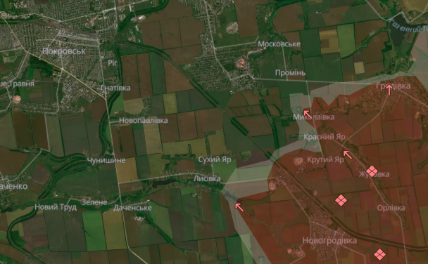 Карта боевых действий в районе Покровска за 29 сентября/Карта: Deep State