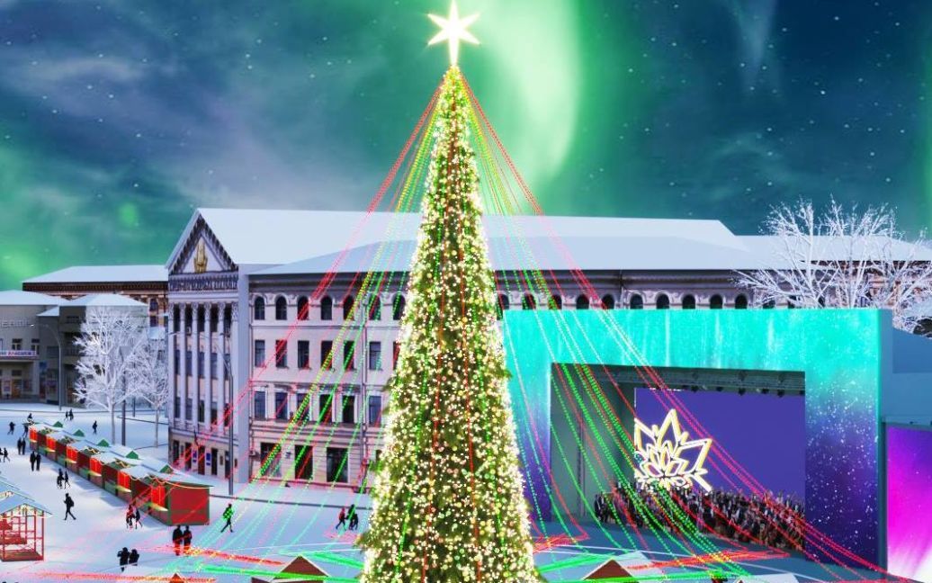 Проект різдявяно-новорічного містечка на Контрактовій площі в Києві / © Folk Ukraine / Facebook