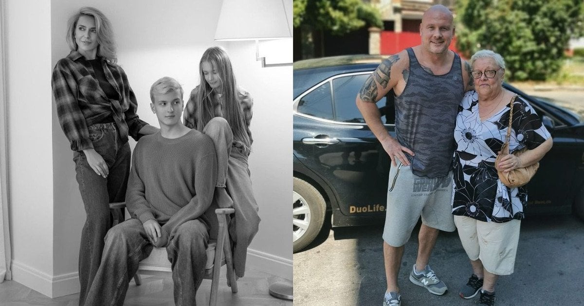 Марина Боржемская с детьми и Вячеслав Узелков с мамой