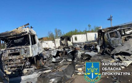 Российские войска обстреляли Богодухов: загорелось много грузовиков (фото)
