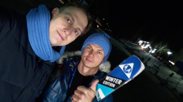 Святослав Гринчук з олімпійським призером Олександром Абраменком на Олімпіаді 2018 / © пресслужба каналу "1+1"