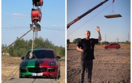 Відомий український блогер скинув на свій Porsche бетонну плиту і нарвався на хейт