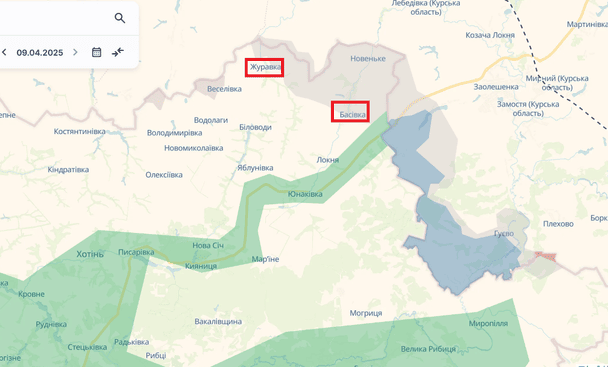 Журавка і Басівка на карті / © Deepstatemap