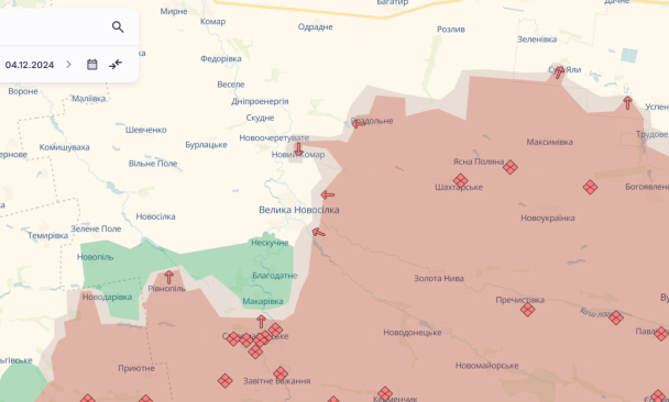 Новий Комар і Велика Новосілка на карті / © Deepstatemap