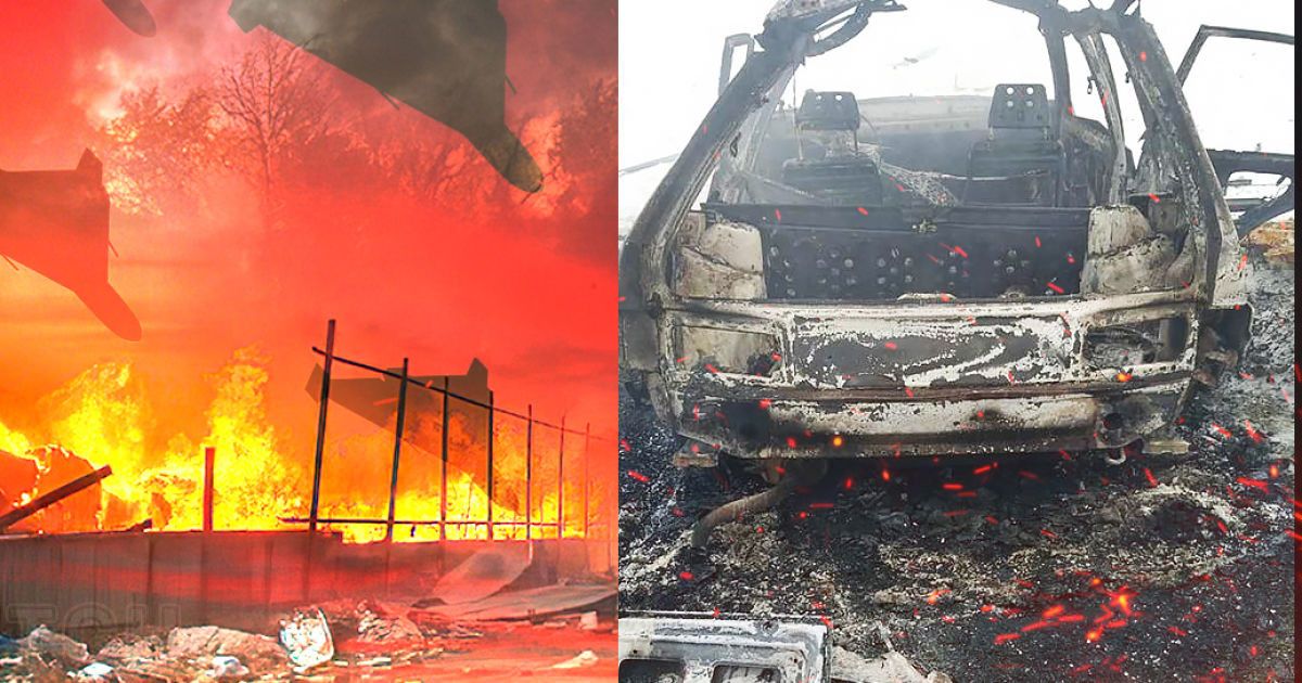 Россияне атакуют авто черниговчан ударными дронами. Коллаж ТСН.ua